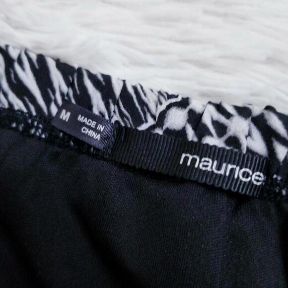 Maurices Dress Medium High Low Sweetheart Neck Sundress Black White Red - Picture 3 of 6